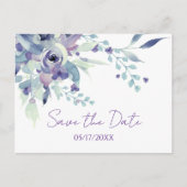 Chic Paars pasta Floral Wedding Save the Date Briefkaart (Voorkant)