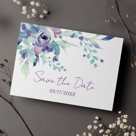 Chic Paars pasta Floral Wedding Save the Date Briefkaart