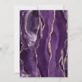 Chic Paars Roos Gold Agate Dark Wedding Kaart (Achterkant)