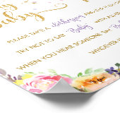 Chic Paars roze Floral Fairy Zeg geen Baby Game Poster (Hoek)