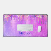 Chic paars roze ombre glitter schrijft monogram bureaumat (Keyboard & Muis)