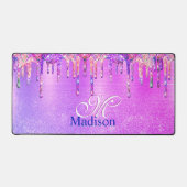 Chic paars roze ombre glitter schrijft monogram bureaumat (Voorkant)