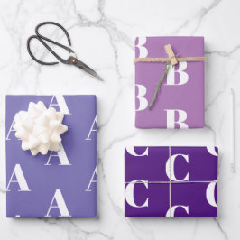 Chic paars shades custom Initiaal monogram Letter Inpakpapier Vel