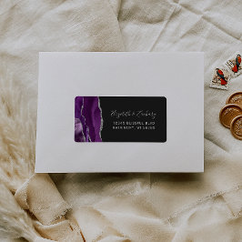 Chic Paars Silver Dark Wedding RSVP Zelf-adres Etiket