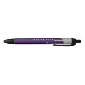 Chic Paars Silver Glitter Driving Luxe Zwarte Inkt Pen (Bodem)
