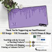 Chic Paars Sparkle Glitter Drift Monogram Bureaumat