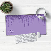 Chic Paars Sparkle Glitter Drift Monogram Bureaumat