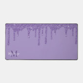 Chic Paars Sparkle Glitter Drift Monogram Bureaumat (Voorkant)