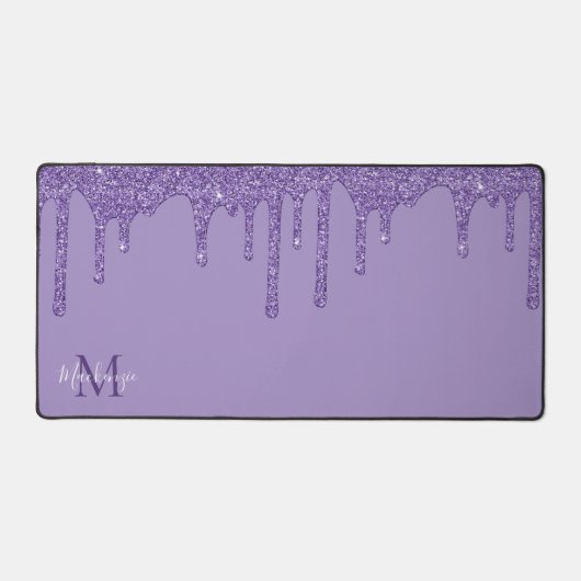 Chic Paars Sparkle Glitter Drift Monogram Bureaumat (Voorkant)