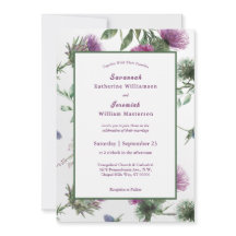 Chic Paars Thistle Floral  Wedding