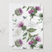 Chic Paars Thistle Floral  Wedding Kaart (Achterkant)