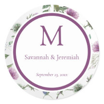 Chic Paars Thistle Floral  Wedding