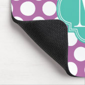 Chic Paars & Turquoise Big Stippen Monogramed Muismat (Hoek)