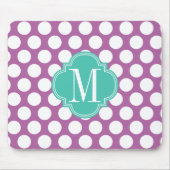 Chic Paars & Turquoise Big Stippen Monogramed Muismat (Voorkant)