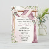 Chic Paars White Canopy Florals Rehearsal Dinner Kaart (Staand voorkant)