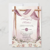 Chic Paars White Canopy Florals Wedding Kaart (Voorkant)