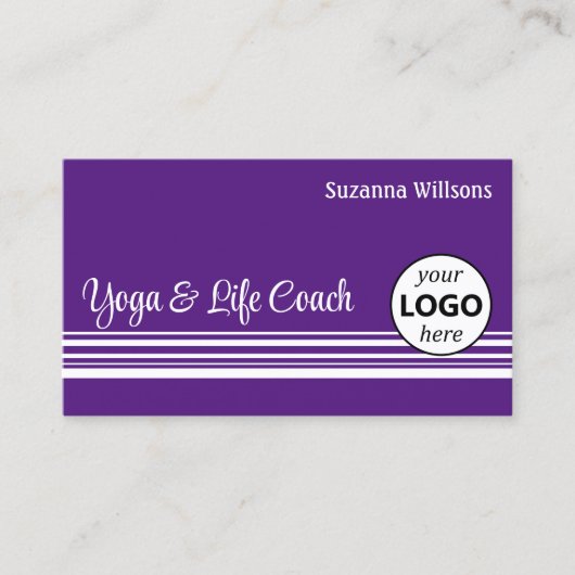 Chic Paars White Stripes met Logo Professional Visitekaartje (Voorkant)