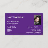 Chic Paars White Stripes met Photo Professional Visitekaartje (Achterkant)