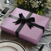 Chic Paars & Wit Griekse Sleutel Doolhof Cadeaupapier