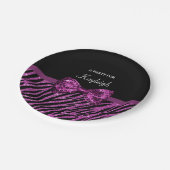Chic Paars Zebra print FAUX Glitz Bow met naam Papieren Bordje (Gekanteld)