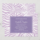 Chic Paars Zebra Stripes Girl Baby shower Kaart (Voorkant / Achterkant)
