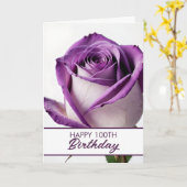 Chic Paarse 100ste verjaardag Kaart (Gele Bloem)
