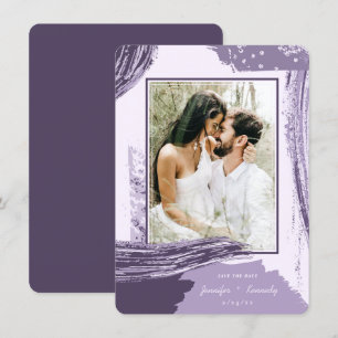 Chic Paarse Abstracte de Borstel van de Verf zet F Save The Date