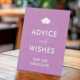 Chic Paarse Afstudeerder Pet Afstuderen Advies en Reclamebord Met Voetstuk