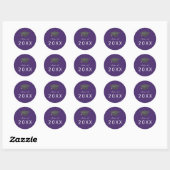 Chic Paarse Afstudeerder Pet Class Jaar Afstuderen Ronde Sticker (Vel)