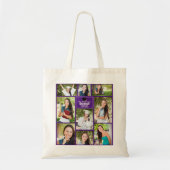 Chic Paarse Afstuderen Fotocollage Afstuderen Gift Tote Bag (Voorkant)