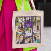 Chic Paarse Afstuderen Fotocollage Afstuderen Gift Tote Bag