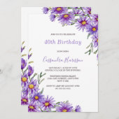 Chic Paarse Aster Bloemen Botanische Verjaardag Kaart (Voorkant / Achterkant)