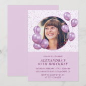 Chic Paarse Ballonnen Foto 67e verjaardag Kaart (Voorkant / Achterkant)