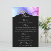 Chic Paarse Black Wedding Menu (Staand voorkant)