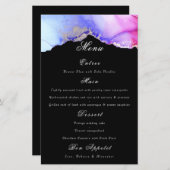 Chic Paarse Black Wedding Menu (Voorkant / Achterkant)