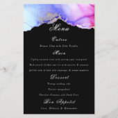 Chic Paarse Black Wedding Menu (Voorkant)