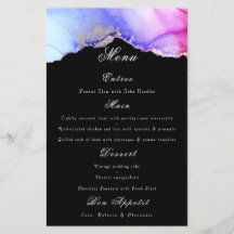 Chic Paarse Black Wedding Menu