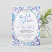 Chic Paarse & Blauwe Waterverf Bloemen Vrijgezelle Kaart (Staand voorkant)