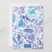 Chic Paarse & Blauwe Waterverf Bloemen Vrijgezelle Kaart (Achterkant)