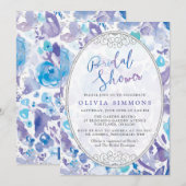 Chic Paarse & Blauwe Waterverf Bloemen Vrijgezelle Kaart (Voorkant / Achterkant)