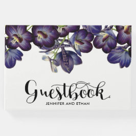 Chic Paarse Bloemen Fotobruiloft Gastenboek