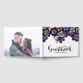 Chic Paarse Bloemen Fotobruiloft Gastenboek (Volledig)