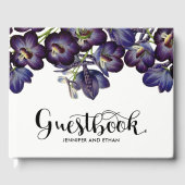 Chic Paarse Bloemen Fotobruiloft Gastenboek (Voorkant)