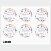 Chic Paarse Blush Bloemen Vlinders Silver Quince Ronde Sticker (Vel)