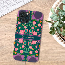 Chic Paarse Boho Naam Bloemen Custom Pattern Case-Mate iPhone Case