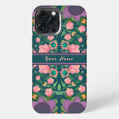 Chic Paarse Boho Naam Bloemen Custom Pattern iPhone Hoesje (Achterkant)