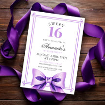 Chic Paarse Bow Coquette Girl Sweet 16 Verjaardag