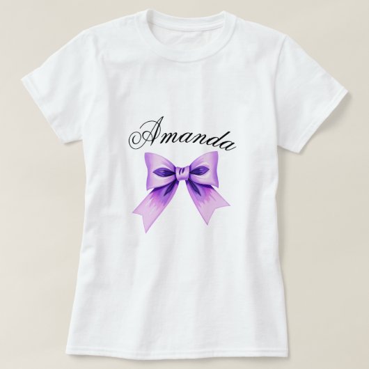 Chic Paarse Bow Coquette Girl Sweet 16 Verjaardag T-shirt (Design voorkant)