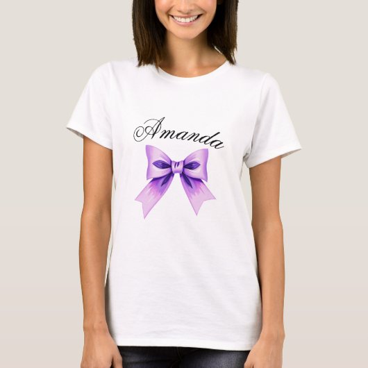 Chic Paarse Bow Coquette Girl Sweet 16 Verjaardag T-shirt (Voorkant)