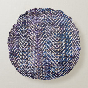 Chic paarse chevron patroon rond kussen